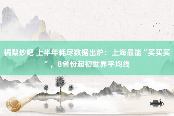 橘梨纱吧 上半年耗尽数据出炉：上海最能“买买买”，8省份起初世界平均线