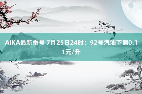 AIKA最新番号 7月25日24时：92号汽油下调0.11元/升