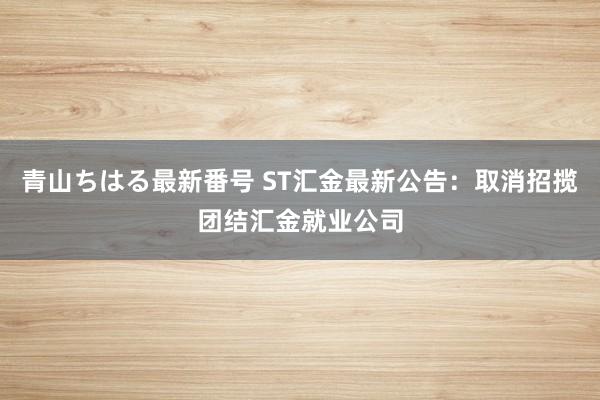 青山ちはる最新番号 ST汇金最新公告：取消招揽团结汇金就业公司