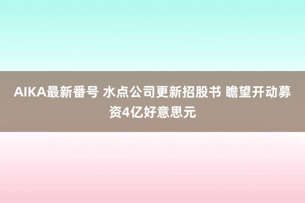 AIKA最新番号 水点公司更新招股书 瞻望开动募资4亿好意思元