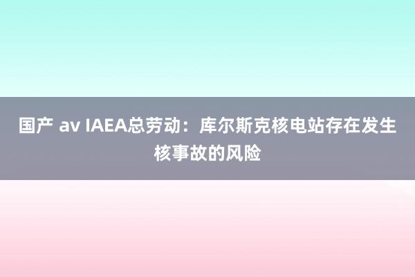 国产 av IAEA总劳动：库尔斯克核电站存在发生核事故的风险