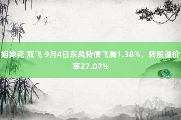 姐妹花 双飞 9月4日东风转债飞腾1.38%，转股溢价率27.07%