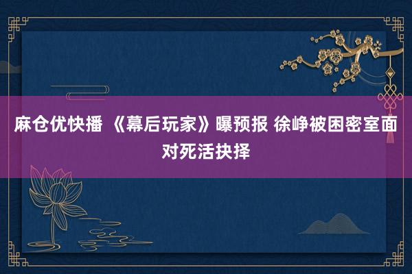 麻仓优快播 《幕后玩家》曝预报 徐峥被困密室面对死活抉择