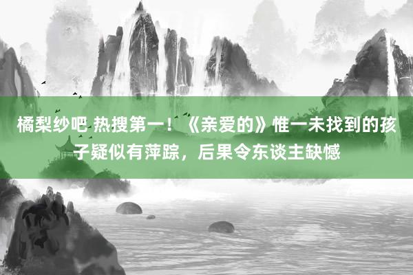 橘梨纱吧 热搜第一！《亲爱的》惟一未找到的孩子疑似有萍踪，后果令东谈主缺憾